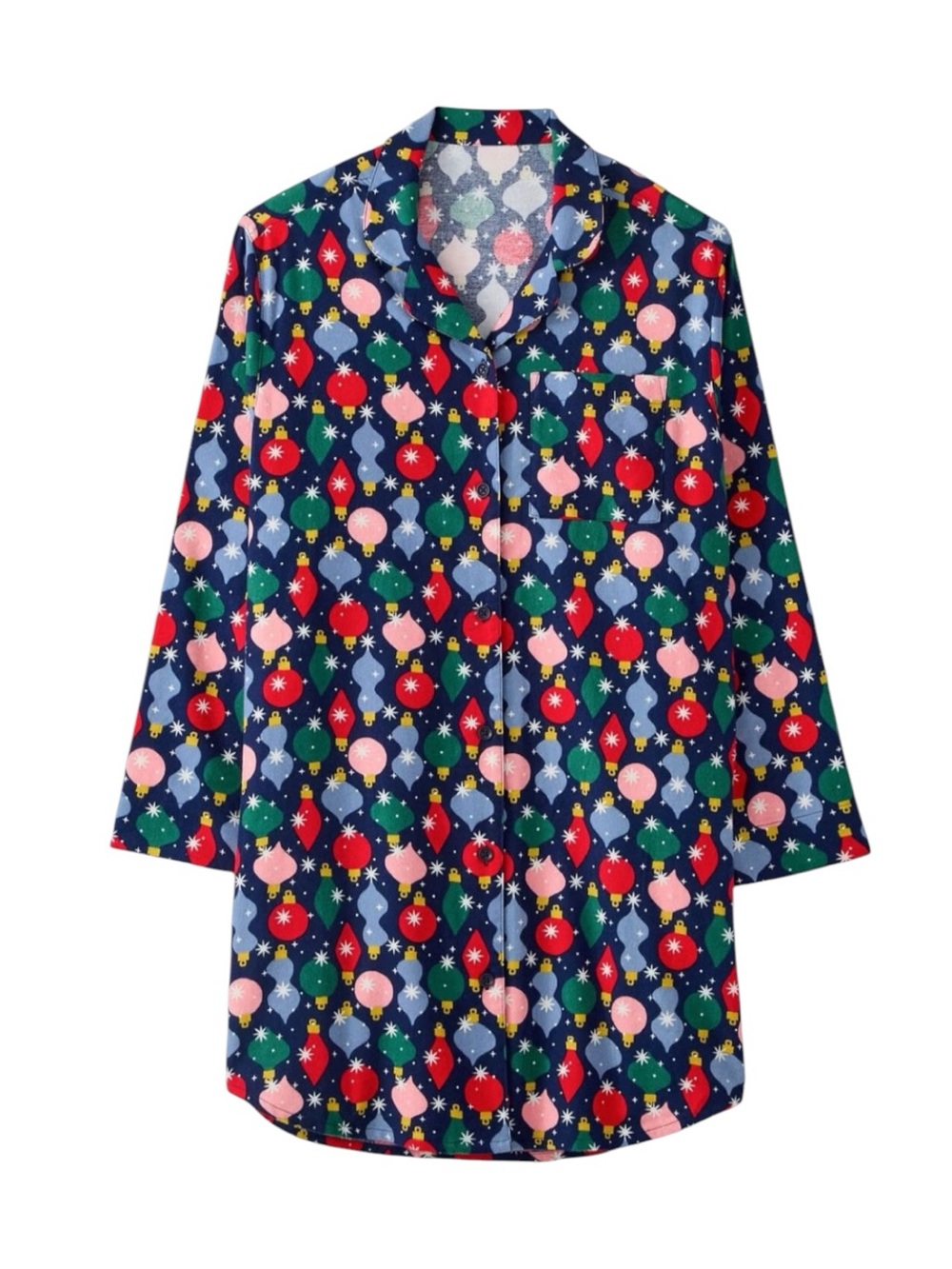 Shiny Ornaments Women's Holiday Flannel Hanna Andersson Nightshirt | Size Large